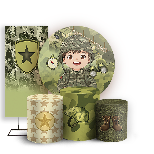 KIT Redondo Trio e Faixa Sublimado 3D - Exército