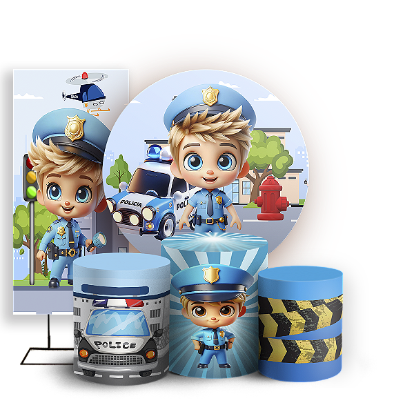 KIT Redondo Trio e Faixa Sublimado 3D - Polícia