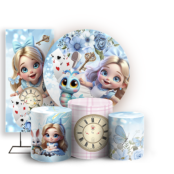 KIT Redondo Trio e Faixa Sublimado 3D - Alice