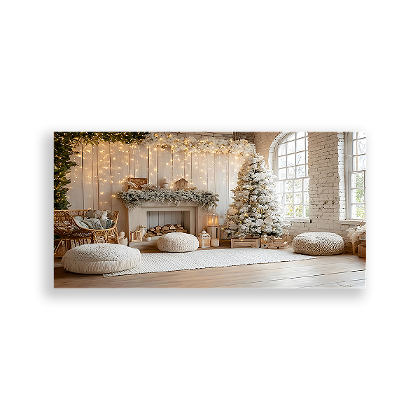 Painel Retangular Sublimado 3D - Fundo Fotografico Natal