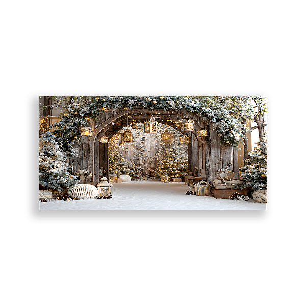 Painel Retangular Sublimado 3D - Fundo Fotografico Natal