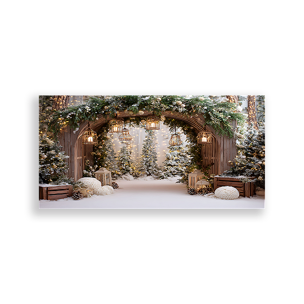 Painel Retangular Sublimado 3D - Fundo Fotografico Natal