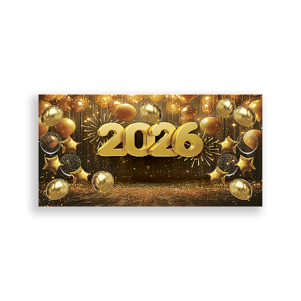 Painel Retangular Sublimado 3D - Ano Novo 2026