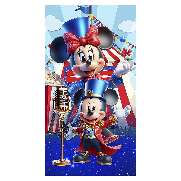 Faixa Lateral Sublimado 3D - Mickey E Minnie Circo