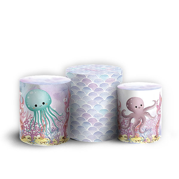 Trio Cilindro Sublimado 3D - Sereia