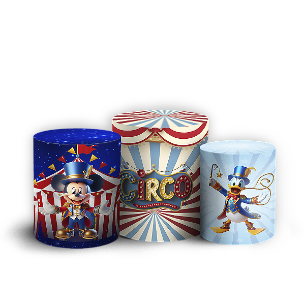 Trio Cilindro Sublimado 3D - Mickey-E-Minnie-Circo