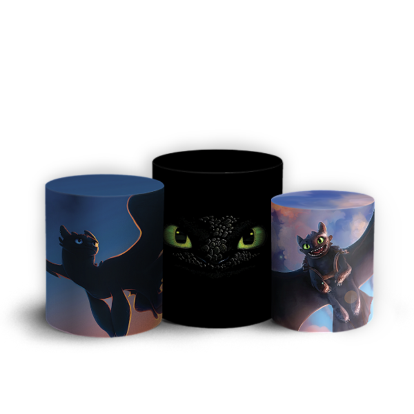 Trio Cilindro Sublimado 3D - Como-Treinar-Seu-Dragão