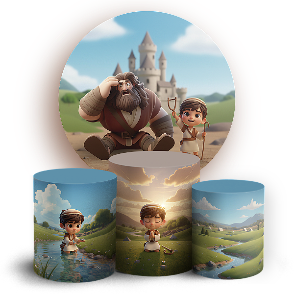 KIT Redondo e Trio Sublimado 3D - Davi E Golias