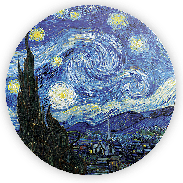 Painel Redondo Sublimado 3D - Noite Estrelada Van Gogh