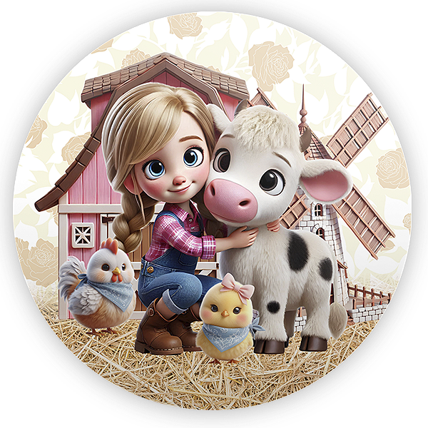 Painel de Mesa Sublimado 3D - Fazendinha