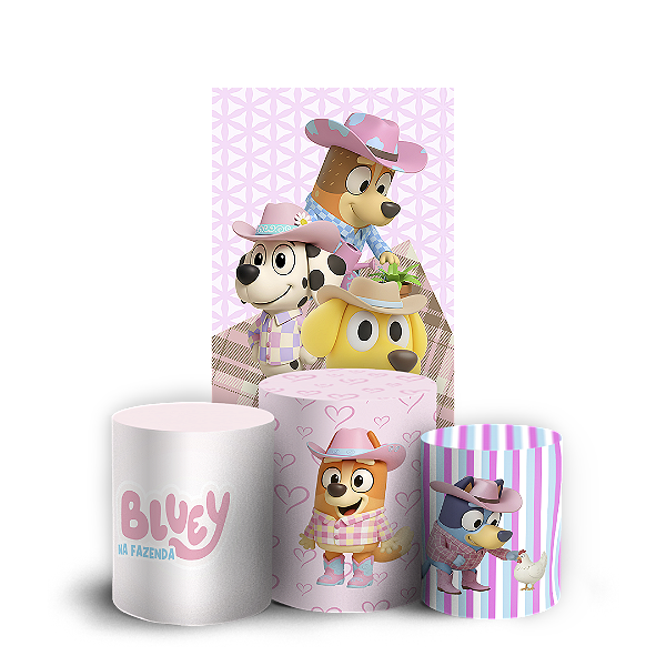 Faixa Lateral e Trio Cilindro Sublimado 3D Vest Facil - Bluey Fazendinha