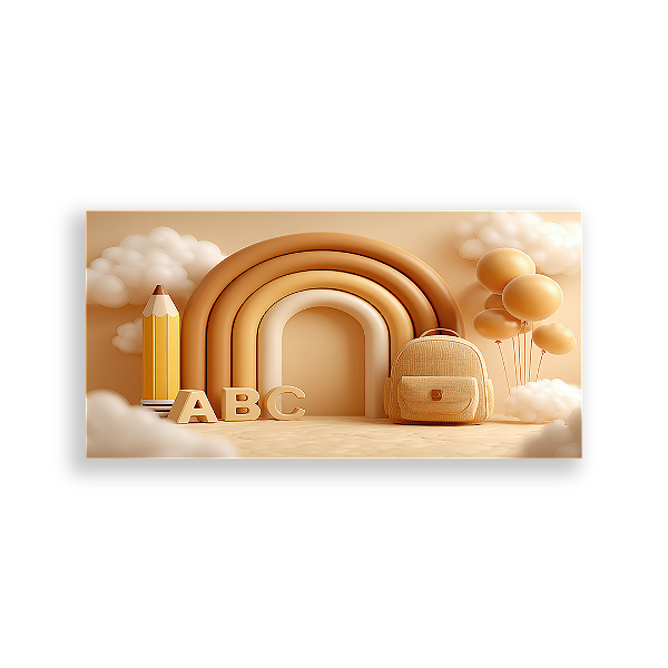 Painel Retangular Sublimado 3D - Fundo Fotografico Escola ABC