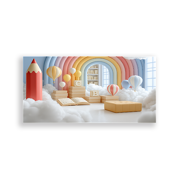 Painel Retangular Sublimado 3D - Fundo Fotografico Escola ABC