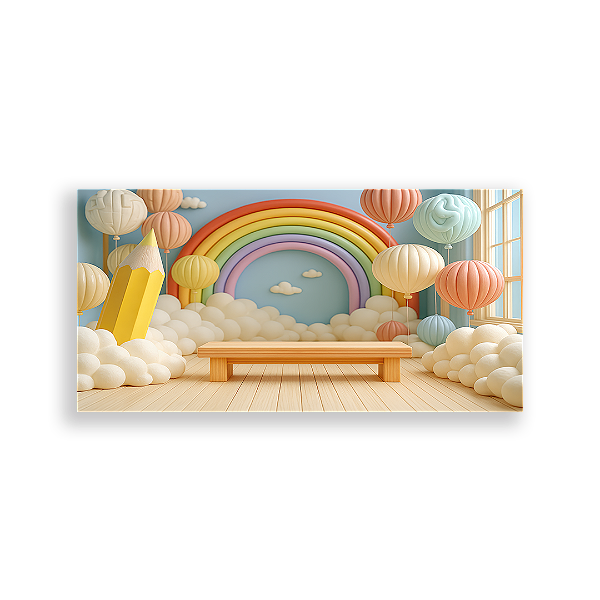 Painel Retangular Sublimado 3D - Fundo Fotografico Escola ABC