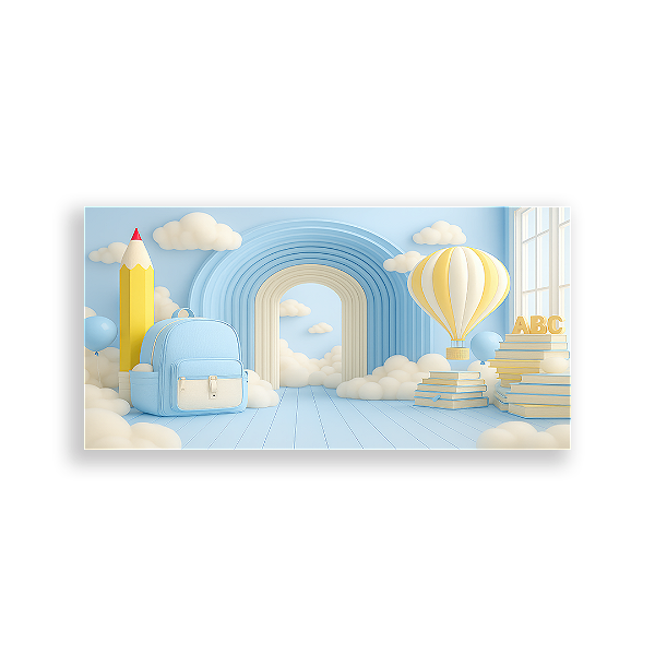 Painel Retangular Sublimado 3D - Fundo Fotografico Escola ABC