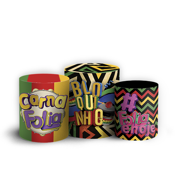 Trio Cilindro Sublimado 3D - Carnaval
