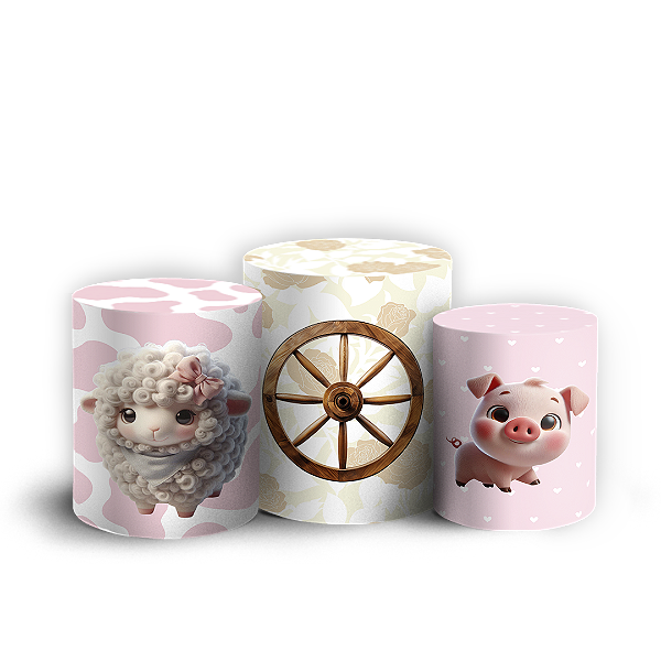 Trio Cilindro Sublimado 3D - Fazendinha