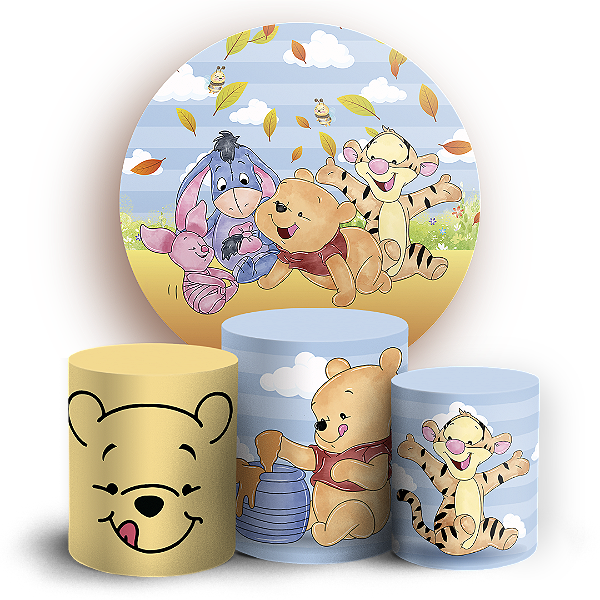 KIT Redondo e Trio Sublimado 3D - Ursinho Pooh