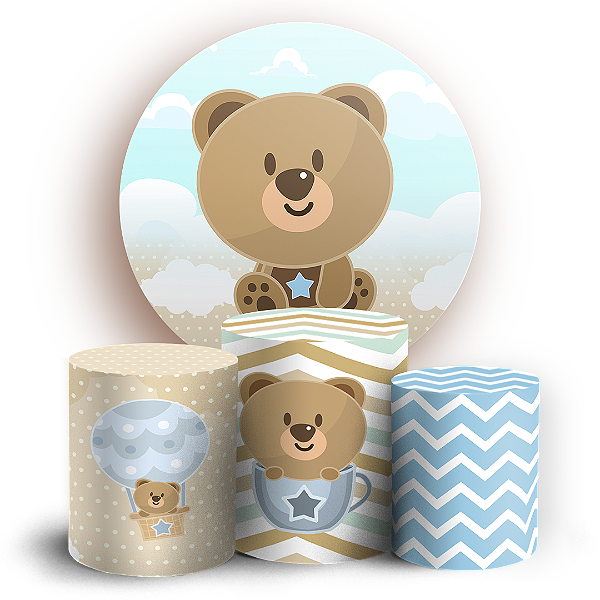KIT Redondo e Trio Sublimado 3D - Urso Oh Baby