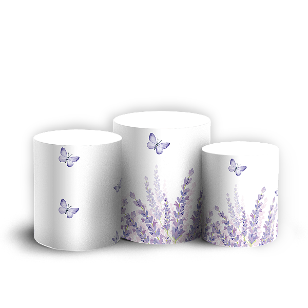 Trio Cilindro Sublimado - Floral Lavanda