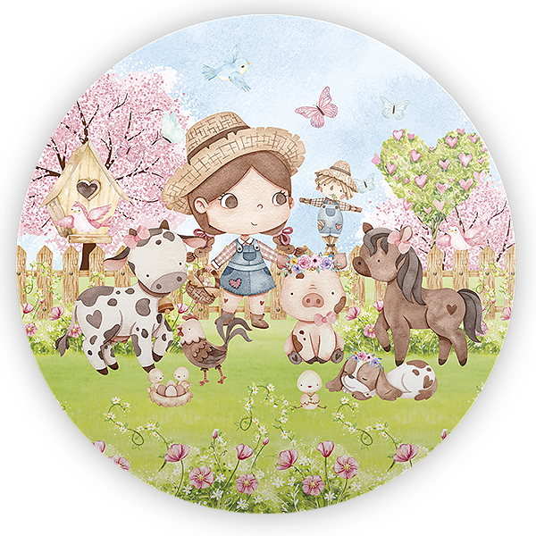 Painel Redondo Sublimado - Fazendinha