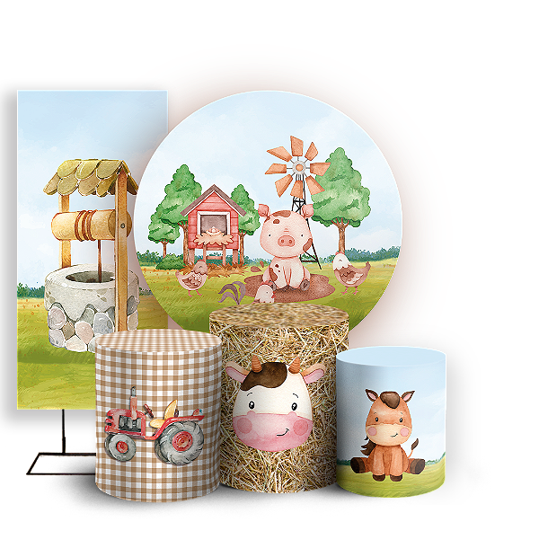 KIT Redondo Trio e Faixa Sublimado - Fazendinha