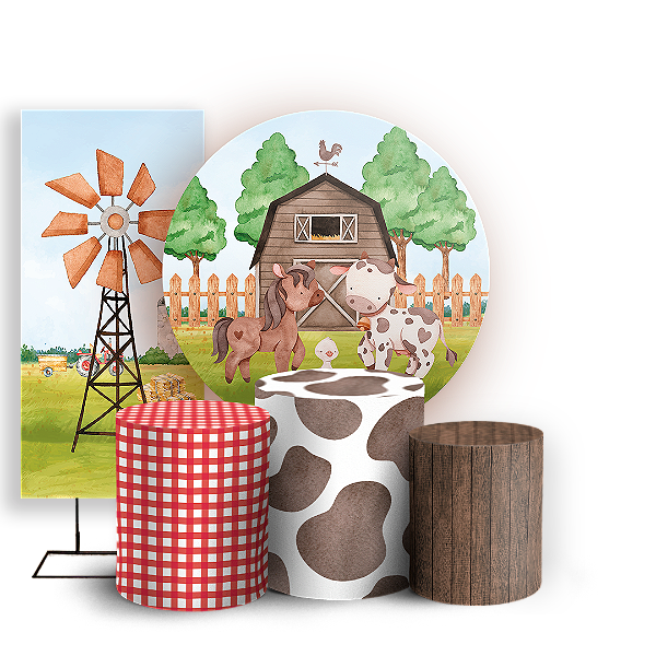 KIT Redondo Trio e Faixa Sublimado - Fazendinha
