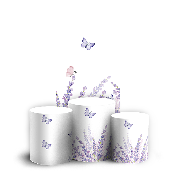 Faixa Lateral e Trio Cilindro Sublimado - Floral Lavanda