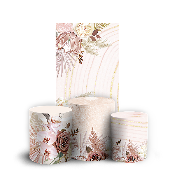 Faixa Lateral e Trio Cilindro Sublimado - Floral