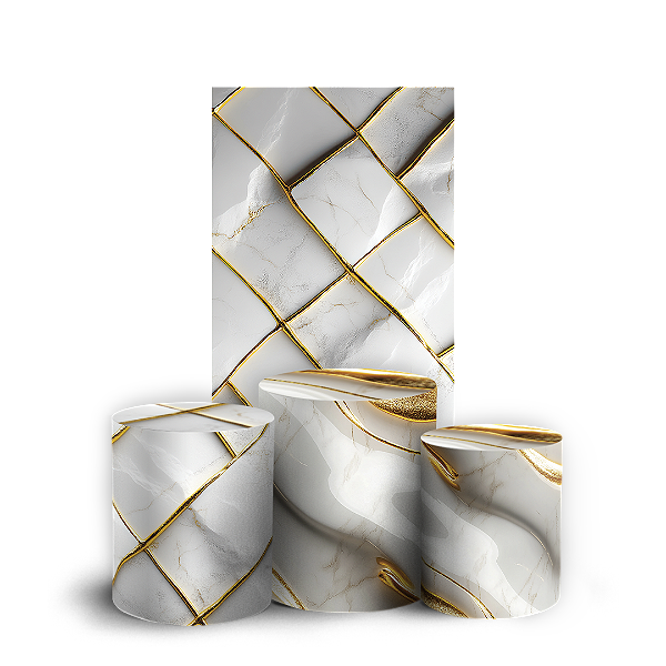 Faixa Lateral e Trio Cilindro Sublimado - Marmore Dourado