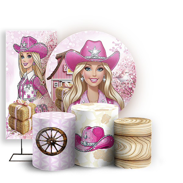 KIT Redondo Trio e Faixa Sublimado - Barbie-Boiadeira