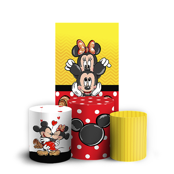 Faixa Lateral e Trio Cilindro Sublimado - Mickey E Minnie