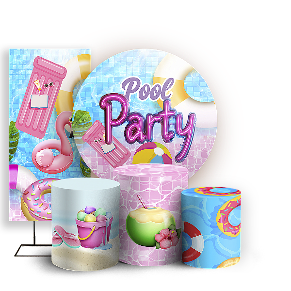 KIT Redondo Trio e Faixa Sublimado - Pool-Party