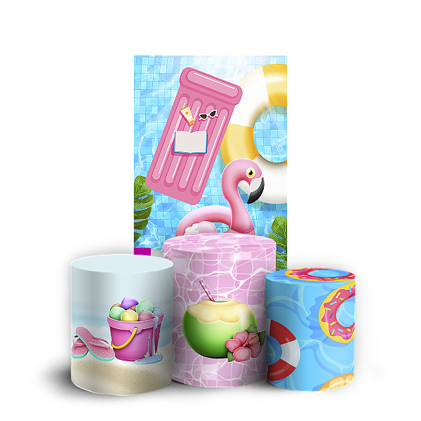 Faixa Lateral e Trio Cilindro Sublimado - Pool Party