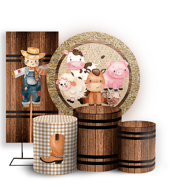 KIT Redondo Trio e Faixa Sublimado - Fazendinha