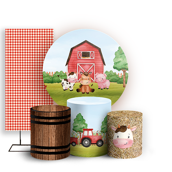 KIT Redondo Trio e Faixa Sublimado - Fazendinha