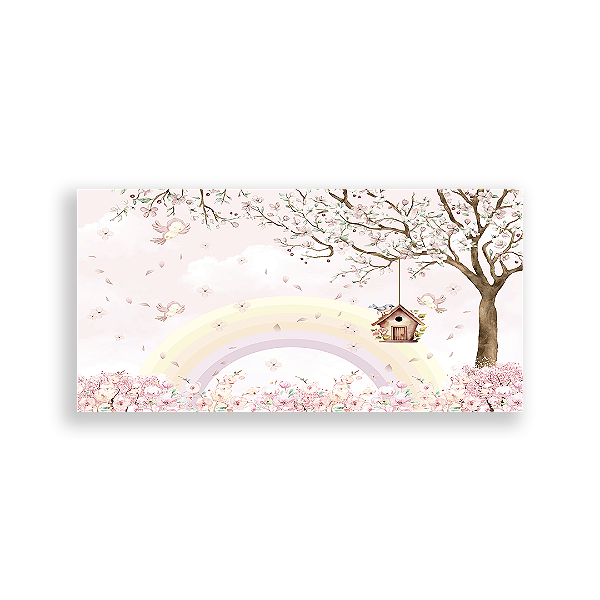 Painel Retangular Sublimado - Floral Jardim Passaro