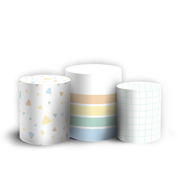 Trio Cilindro Sublimado 3D - Cores Colorido Arco Iris Xadrez