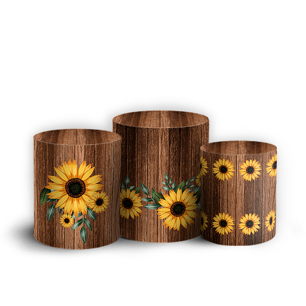 Trio Cilindro Sublimado Vest Facil - Girassol Floral