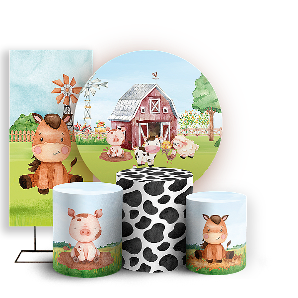 KIT Redondo Trio e Faixa Sublimado - Fazendinha