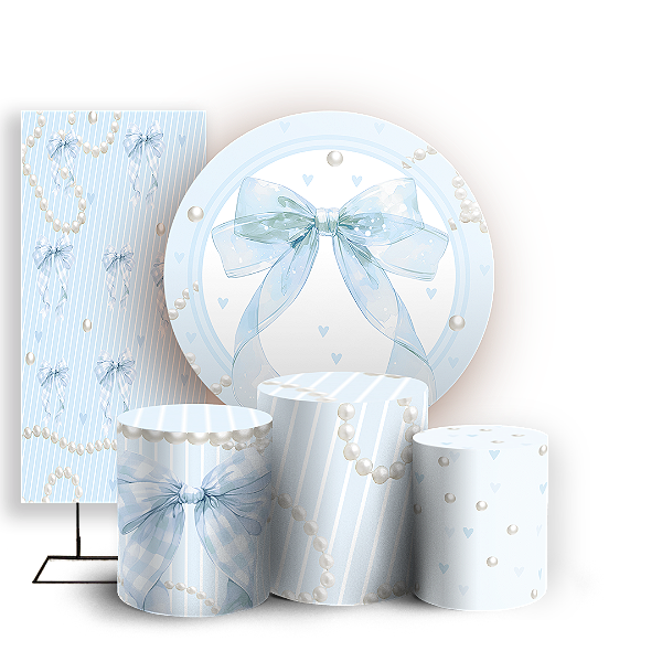 KIT Redondo Trio e Faixa Sublimado - Laços-Azul