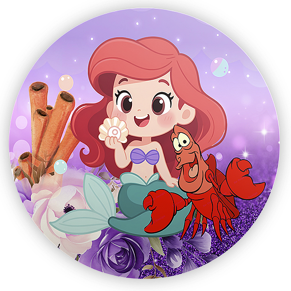 Capa Painel Redondo Sublimado - Princesa Ariel