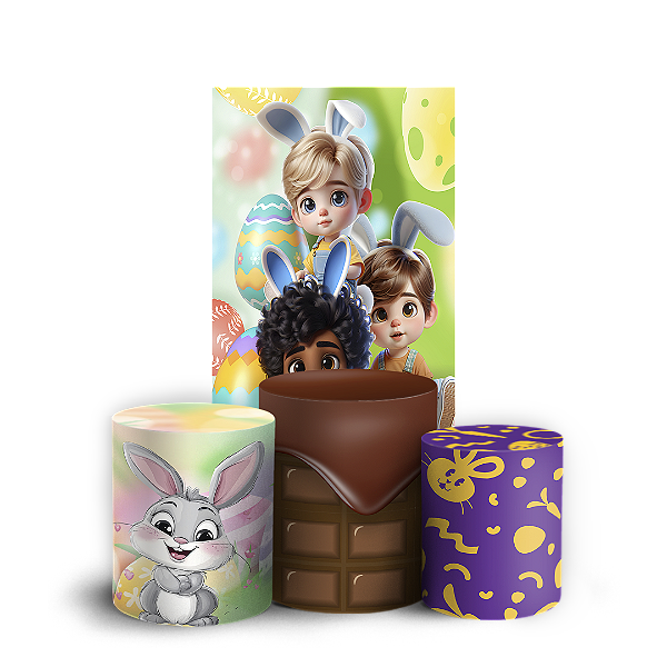 Capas Faixa Lateral e Trio Cilindro Sublimado Vest Facil - Pascoa