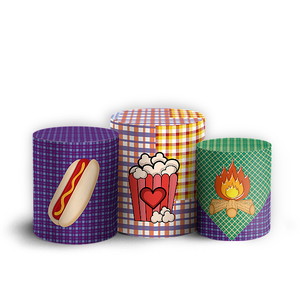 Capas Trio Cilindro Sublimado Vest Facil - Festa Junina