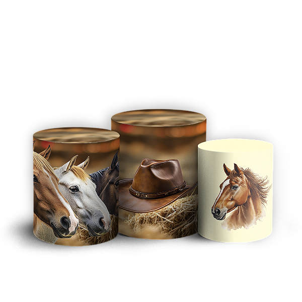 Capas Trio Cilindro Sublimado Vest Facil - Cavalo