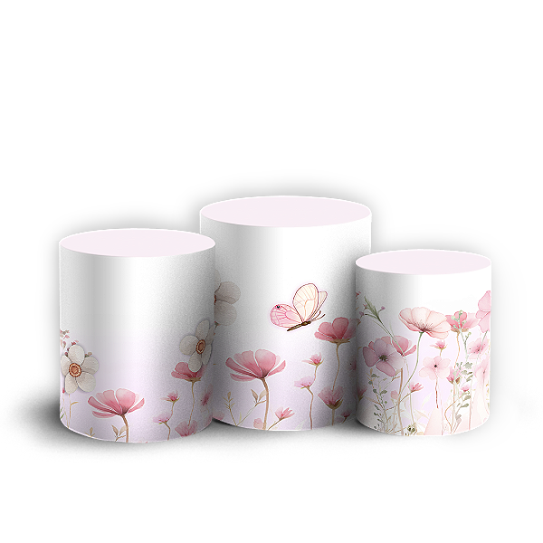 Capas Trio Cilindro Sublimado Vest Facil - Floral Jardim