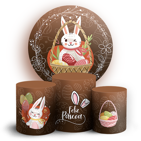 Capas Painel Redondo e Trio Cilindro Sublimado - Páscoa
