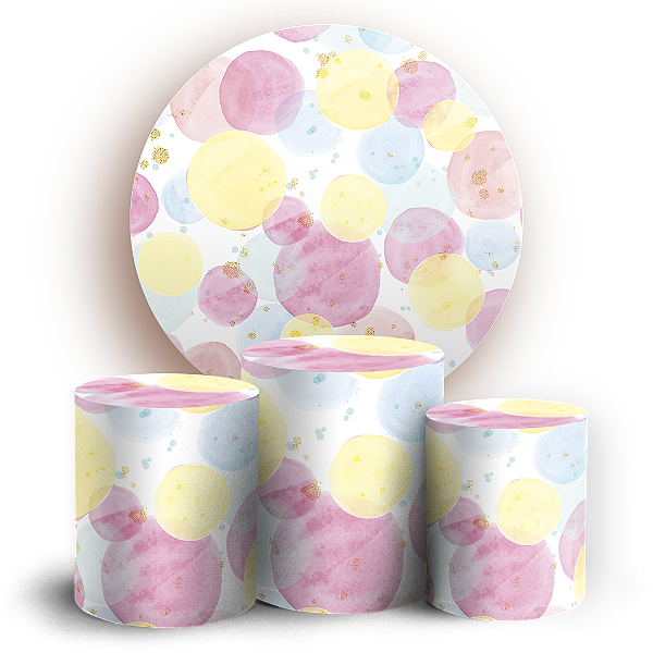 Capas Painel Redondo e Trio Cilindro Sublimado - Bolhas-Aquarela