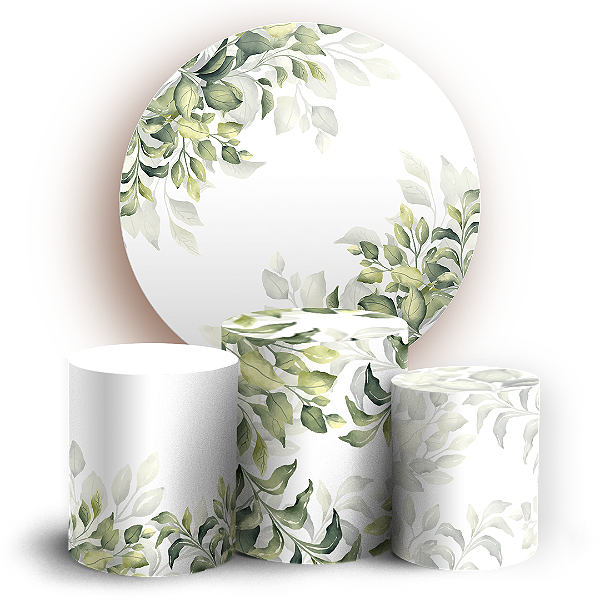 Capas Painel Redondo e Trio Cilindro Sublimado - Folhagem