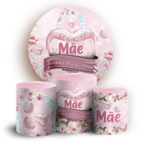 Capas Painel Redondo e Trio Cilindro Sublimado - Dia das Mães